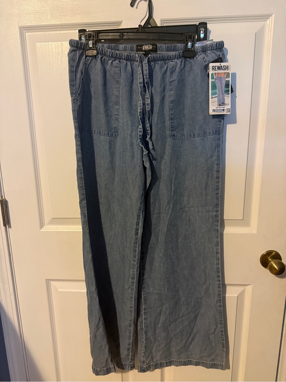 Rewash Light Blue Wide-Leg Drawstring Jeans
